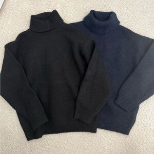 Zara NWOT unisex black navy turtleneck sweater size 6
